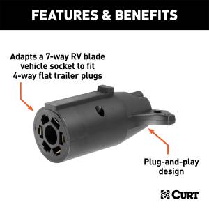 CURT - CURT 7-Way Round RV To 4-Way Flat Adapter 57240 - Image 2