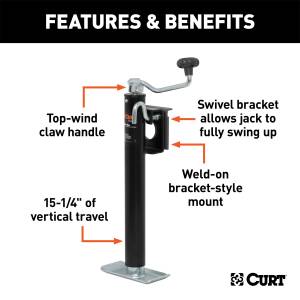 CURT - CURT Bracket Mount Swivel Jack 28305 - Image 2