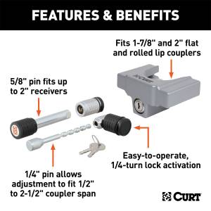 CURT - CURT Hitch And Coupler Locks 23086 - Image 2