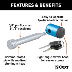 CURT - CURT Right Angle Hitch Lock 23504 - Image 2