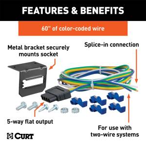 CURT - CURT 5-Way Flat Connector Plug and Socket 58545 - Image 2