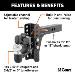 CURT - CURT Adjustable Channel Ball Mount 45907 - Image 2