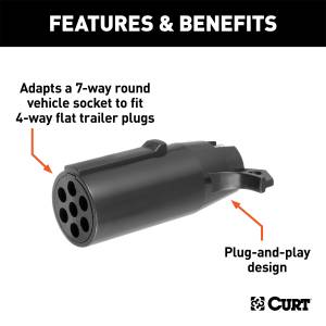 CURT - CURT 7-Way Round To 4-Way Flat Adapter 57040 - Image 2