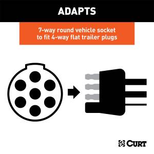 CURT - CURT 7-Way Round To 4-Way Flat Adapter 57040 - Image 3