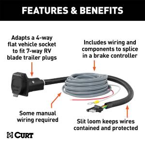 CURT - CURT 4-Way Flat To 7-Way Round RV Blade Wiring Adapter 57186 - Image 2