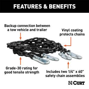 CURT - CURT Safety Chain Assembly w/Safety Latch Hooks 19749 - Image 2