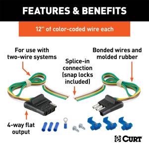 CURT - CURT 4-Way Flat Connector Plug and Socket Kit 58344 - Image 2