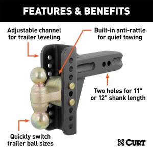 CURT - CURT Adjustable Channel Ball Mount 45902 - Image 3