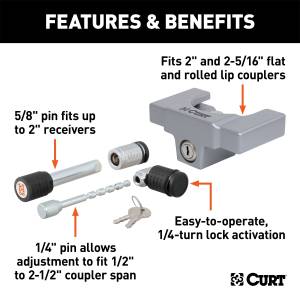 CURT - CURT Hitch And Coupler Locks 23088 - Image 2