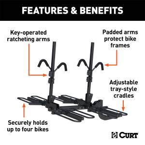 CURT - CURT Tray-Style Hitch-Mounted Bike Rack 18087 - Image 3