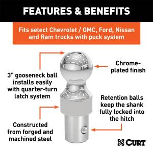 CURT - CURT OEM Style Gooseneck Hitch Ball 60634 - Image 2