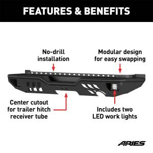 ARIES - ARIES TrailChaser Rear Bumper w/LED Lights 2082061 - Image 4