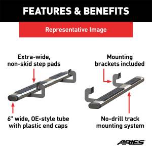 ARIES - ARIES The Standard 6 in. Oval Nerf Bar w/Mounting Brackets 4444042 - Image 4