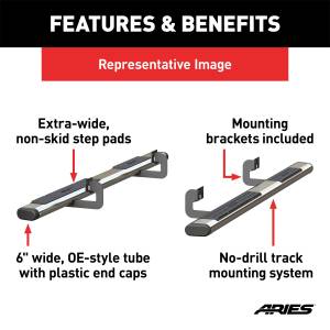 ARIES - ARIES The Standard 6 in. Oval Nerf Bar w/Mounting Brackets 4444041 - Image 3