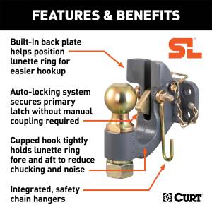 CURT - CURT SecureLatch Ball/Pintle Hitch 48410 - Image 2