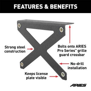 ARIES - ARIES Pro Series Grille Guard License Plate Bracket 85-0000 - Image 2