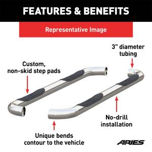 ARIES - ARIES Aries 3 in. Round Side Bars 204013-2 - Image 5