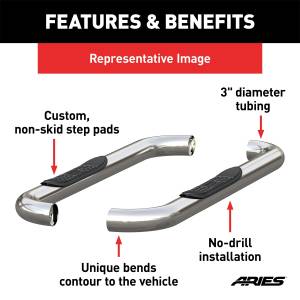 ARIES - ARIES Aries 3 in. Round Side Bars 204036-2 - Image 3