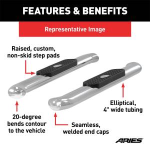 ARIES - ARIES The Standard 4 in. Oval Nerf Bar S224048-2 - Image 3