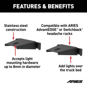 ARIES - ARIES Headache Rack Light Mounting Brackets 1110311 - Image 3